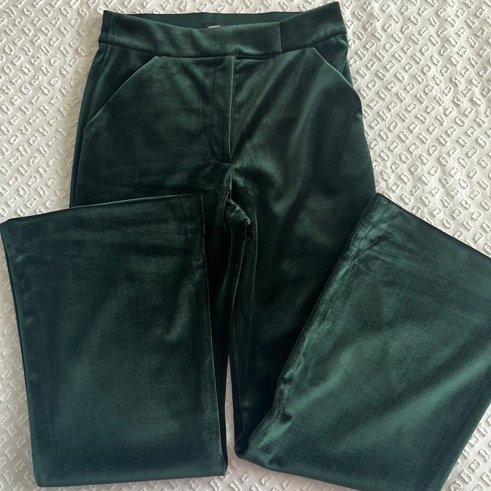Forest Green Wide Leg Felt Pants!